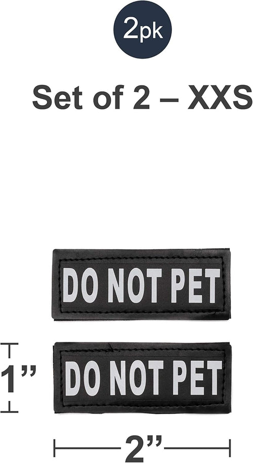 2 Do Not Pet Dog Patch - Reflective Hook-Back Dog Patches for Clear Visibility, Durable Vest Patches for Identification, Compatible with Hook & Loop Vest Gear - XXS 1"X2"