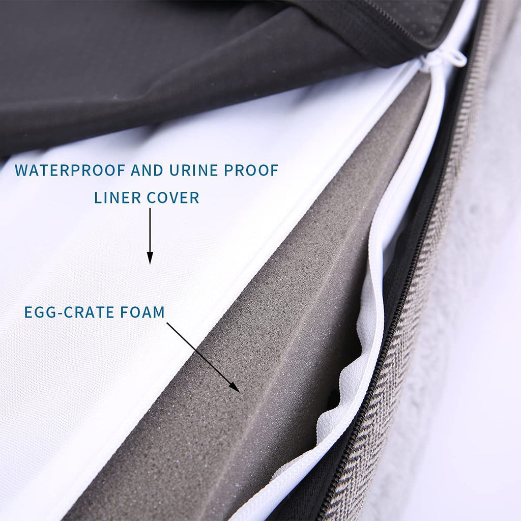 Orthopedic Dog Bed for Extra Large Dogs, Bolster Sides Dogs Sofa Bed with Removable Washable Cover & Non-Skid Bottom, Soft Pet Bed with Egg Foam Dog Couch for Sleeping, 46 X 30 Inch, Gray