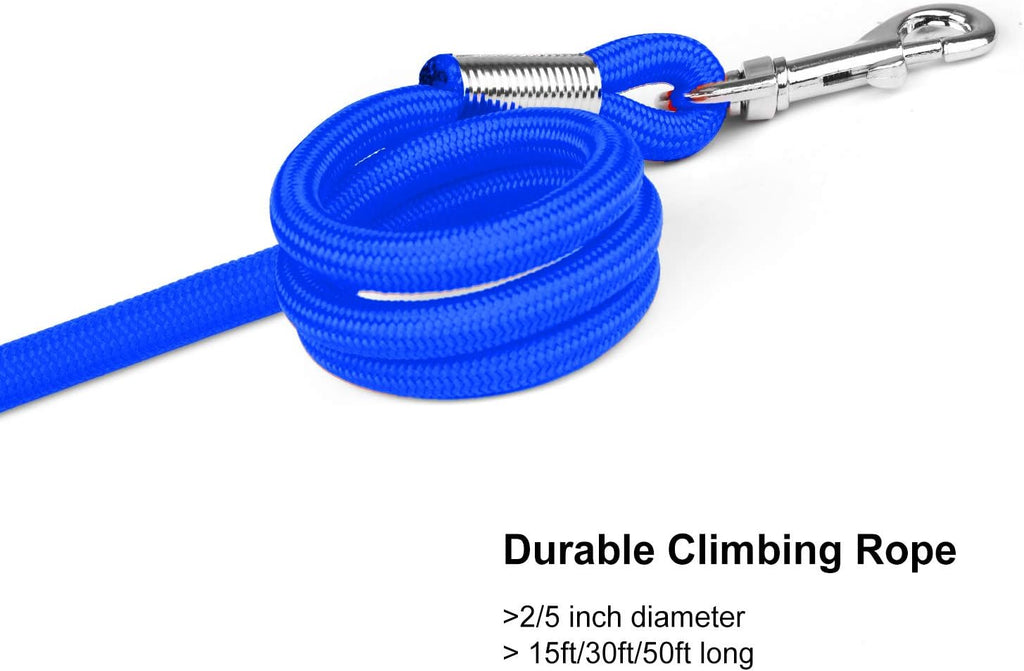 Check Cord Large,Medium Small Dogs/Puppy Obedience Recall Training Agility Lead - 15Ft 30Ft 50Ft Training Leash(15Ft, Blue)