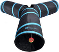 3-Way Cat Tunnels for Indoor Cats with Crinkle Cat Toy - Large, Blue