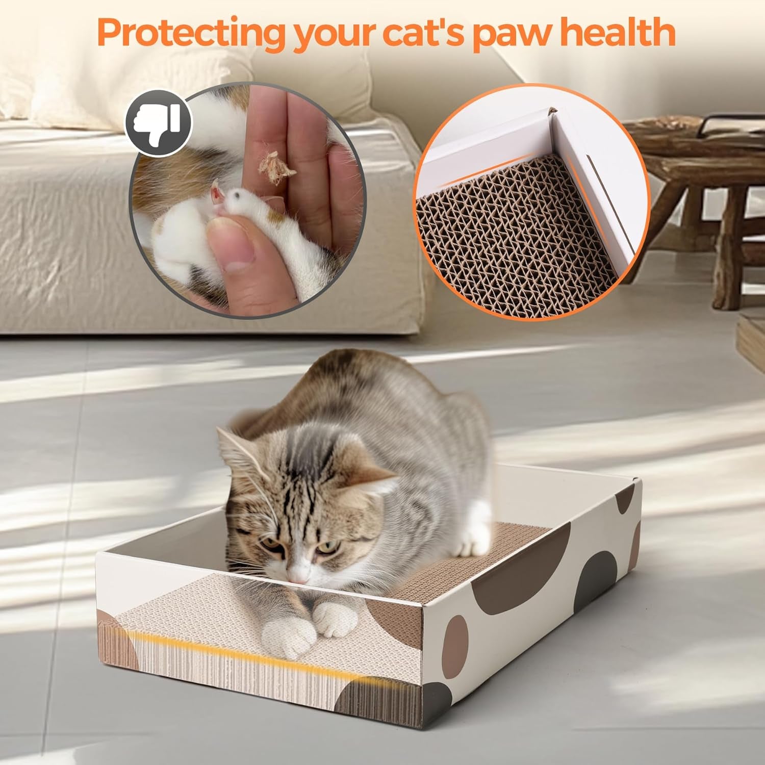 Cat Scratcher Cardboard Indoor - 17"X10" Cat Refill Box with 3 Pcs Scratching Board Reversable Long Lasting Clawing Pad for Cats, Corrugate Scratchers Bed Sofa Couch Furniture Wall Protector