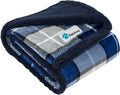 Dog Blanket for Bed, XL Pet Blanket Large Dogs, Fleece Furniture Couch Cover Protector Sofa Car Crate Kennel, Soft Sherpa Cat Throw Plush Reversible Washable, Twin 60X80 Plaid Navy Blue
