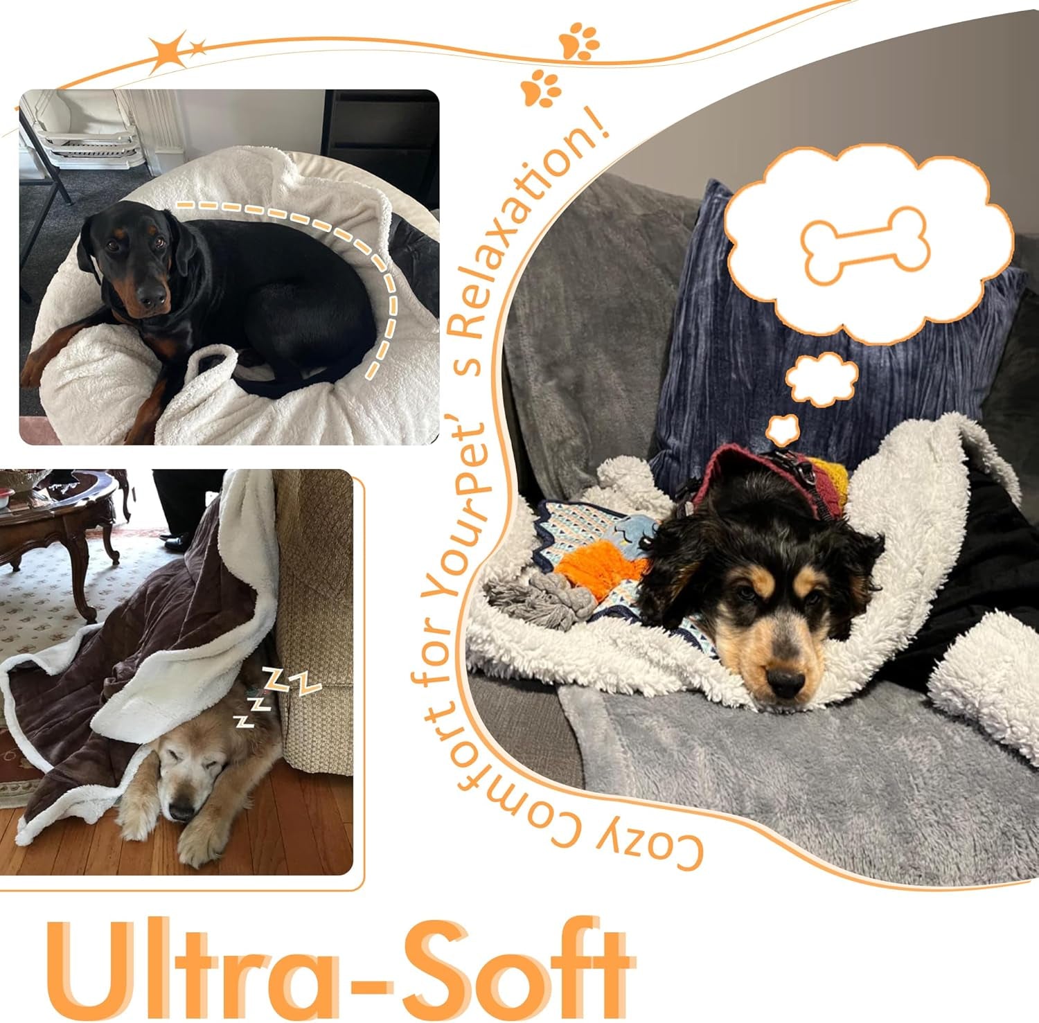 Dog Blankets for Large Dogs, Soft Fluffy Fleece Pet Blankets for Couch, Sofa, Dog Beds, Car Seats, Creat, Washable, 50X60 Inches, Black