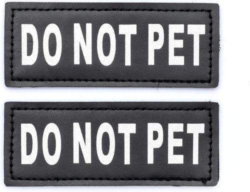 2 Do Not Pet Dog Patch - Reflective Hook-Back Dog Patches for Clear Visibility, Durable Vest Patches for Identification, Compatible with Hook & Loop Vest Gear - XXS 1"X2"