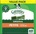 Greenies Veterinarian-Recommended Adult Natural Dental Dog Treats Petite Size, Dog Dental Chews, Original Flavor, 36 Oz. Pack, 60 Count