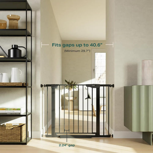 29.7-40.6" Baby Gate for Stairs, Mom'S Choice Awards Winner-Dog Gate for Doorways, Pressure Mounted Auto-Close Pet Gates for Dogs Indoor, Safety Child Gate with Easy Walk Thru Door, Black