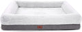 Orthopedic Dog Bed for Extra Large Dogs, Bolster Sides Dogs Sofa Bed with Removable Washable Cover & Non-Skid Bottom, Soft Pet Bed with Egg Foam Dog Couch for Sleeping, 46 X 30 Inch, Gray